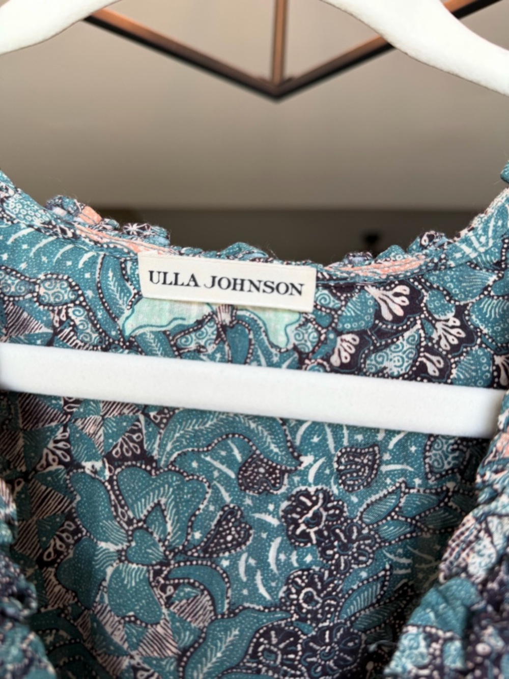 Ulla Johnson Teal Floral Printed Top - Picture 2 of 4